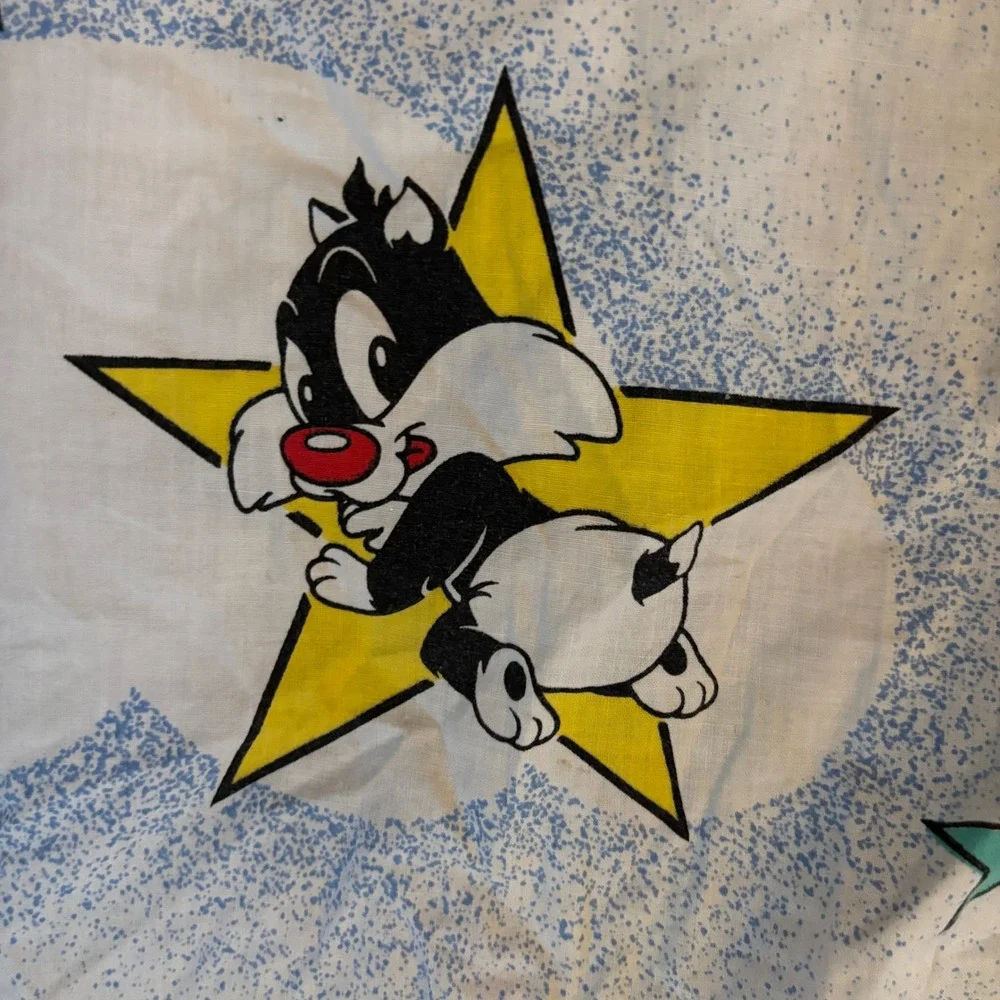 Vintage 1993 Baby Looney Tunes Gerber Fitted Crib Sheet Cotton Warner Bros Stars